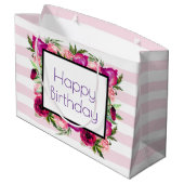ピンクローズ&ポピーフローラブーケハッピーバースデー ラージペーパーバッグ (裏面アングル)