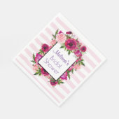 ピンクローズ&ポピーフローラブーケブライダルシャワー スタンダードランチョンナプキン (角)