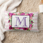 ピンクローズ&ポピーフローラブーケモノグラム ランバークッション (ブランケット)