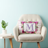 ピンクローズ&ポピーフローラブーケモノグラム ランバークッション (椅子)