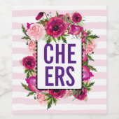 ピンクローズ&ポピーフローラブーケ応援 ワインラベル (シングルラベル)