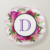 ピンクローズ&ポピーフローラブーケ氏&ミセス結婚ズ ラウンドクッション (裏面)