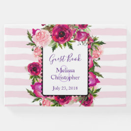 ピンクローズ&ポピーフローラブーケ結婚ス ゲストブック