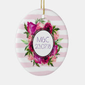 ピンクローズ&ポピーフローラブーケ結婚ス セラミックオーナメント (右)