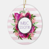 ピンクローズ&ポピーフローラブーケ結婚ス セラミックオーナメント (左)