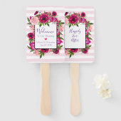 ピンクローズ&ポピーフローラブーケ結婚ス ハンドファン (正面&裏面)