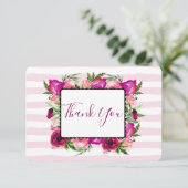 ピンクローズ&ポピーフローラ結婚ブーケ感謝していス サンキューカード (スタンド正面)