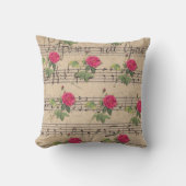 ピンクローズ&ミュージックシート装飾用クッション クッション (正面)