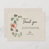 ピンクローズ&ユーカリハート素朴サンキュー 招待状 (正面/裏面)