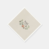 ピンクローズ&ユーカリ素朴ハート結婚ズ スタンダードカクテルナプキン (角)