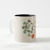 ピンクローズ&ユーカリ素朴ハート結婚ズ ツートーンマグカップ (正面左)