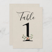 ピンクローズ&ユーカリ結婚ハート表番号 招待状 (正面/裏面)