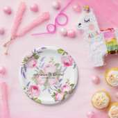 ピンクローズ&ラベンダー結婚ズ紙プレート ペーパープレート (パーティー)