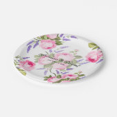 ピンクローズ&ラベンダー結婚ズ紙プレート ペーパープレート (アングル)