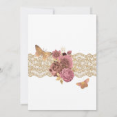 ピンクローズ&レース金ゴールドバタフライキンセアニラ 招待状 (裏面)