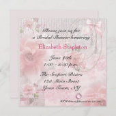 ピンクローズ,レース&パールズ招待状 招待状 (正面/裏面)