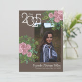 ピンクローズ ヴィンテージブラウン 卒業発表 招待状 (スタンド正面)