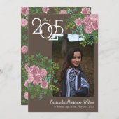 ピンクローズ ヴィンテージブラウン 卒業発表 招待状 (正面/裏面)