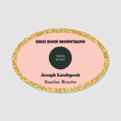 ピンクローズ&従業員名&ロゴ 名札 (正面)