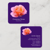 ピンクローズ – 深い紫 スクエア名刺 (正面/裏面)