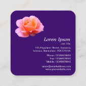 ピンクローズ – 深い紫 スクエア名刺 (裏面)