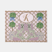 ピンクローズ（犬）スタッフォードドッグズトピアリー ドアマット (正面)