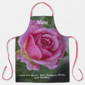 ピンクローズ – 花の写真 – マザーズデー – 文字 エプロン (正面)