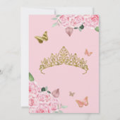 ピンクローズ&金ゴールドエレガントバタフライキンセアニェラ 招待状 (裏面)