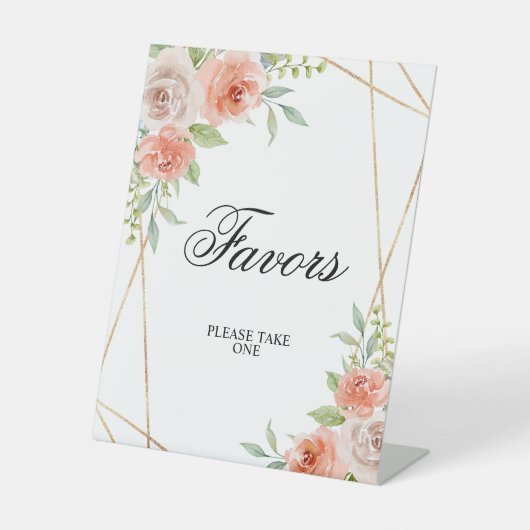 ピンクローズ&金ゴールドフレームシャワー特色記号 台座サイン (正面)