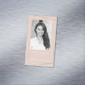 ピンクローズ&金ゴールド幾何学写真レイアウト&モノグラム マグネット名刺 (インサイチュ)