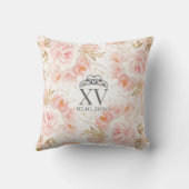 ピンクローズ&金ゴールド幾何学的グリッターMis XV枕 クッション (裏面)