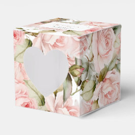 ピンクローズ&離れグリー結婚ハート フェイバーボックス