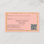 ピンクローズ&QRコード、友人を参照 紹介カード (裏面)