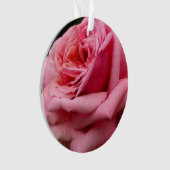 ピンクローズIかわいらし花の写真 オーナメント (正面)