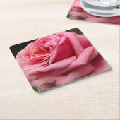 ピンクローズIかわいらし花の写真 スクエアペーパーコースター (アングル)