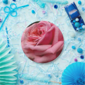 ピンクローズIかわいらし花の写真 ペーパープレート (パーティー)