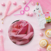 ピンクローズIかわいらし花の写真 ペーパープレート (パーティー)