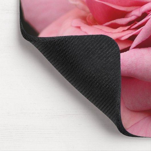 ピンクローズIかわいらし花の写真 マウスパッド (コーナー)