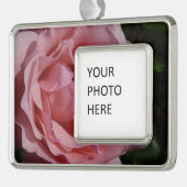 ピンクローズIIかわいらしフローラ シルバープレートフレームオーナメント (左)