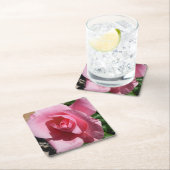 ピンクローズIIIガーデンフローラ スクエアペーパーコースター (インサイチュ)