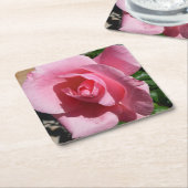 ピンクローズIIIガーデンフローラ スクエアペーパーコースター (アングル)