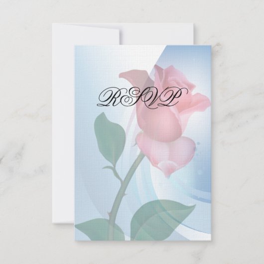ピンクローズRSVP招待状 出欠カード (正面)