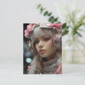 ピンクローズSFスチームパンクガール ポストカード (スタンド正面)