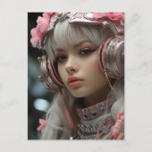ピンクローズSFスチームパンクガール ポストカード (正面)