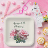 ピンクローゼスの特別バースデーパーティー ペーパープレート (パーティー)