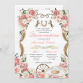 ピンクローゼスウエスタンチャロ女性のカーボーイキンセアニラ 招待状 (正面/裏面)