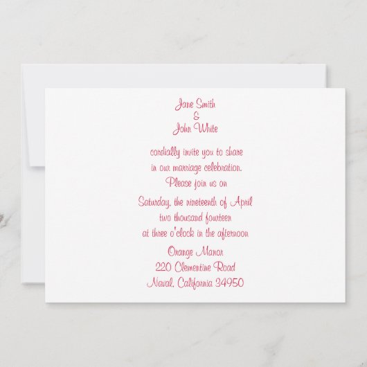 ピンクローゼスオンイエローウ結婚式招待状 招待状 (裏面)