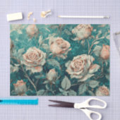 ピンクローゼスオンティール（緑がかった色） 薄葉紙 (クラフト)