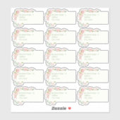 ピンクローゼスセージ緑ブライダルシャワーメーリングラブル シール (シート)