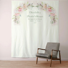 ピンクローゼスセージ緑ブライダルシャワー写真の背景 タペストリー